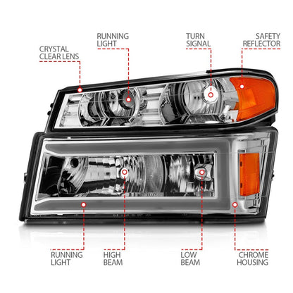 ANZO 04-12 GM Colorado/Canyon/I-Series Crystal Headlights - w/ Light Bar - 111559-C-Dub Tech