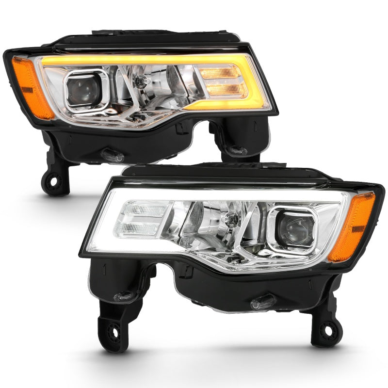 ANZO 2017-2018 Jeep Grand Cherokee Projector Headlights w/ Plank Style - 111419-C-Dub Tech