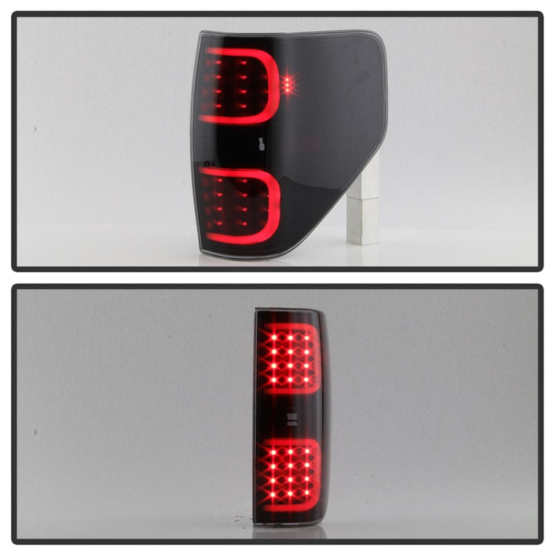 xTune Ford F150 09-14 LED Tail Lights - Black ALT-ON-FF15009-LBLED-BSM - 9038495