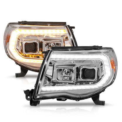 ANZO 05-11 Toyota Tacoma Projector Headlights w/Light Bar Switchback Chrome - 111565-C-Dub Tech