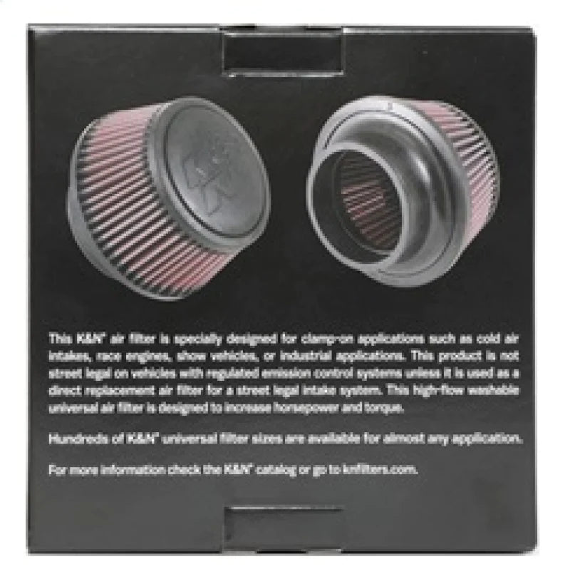 K&N Universal Round Clamp-On Air Filter 3in Flange ID x - RU-5288