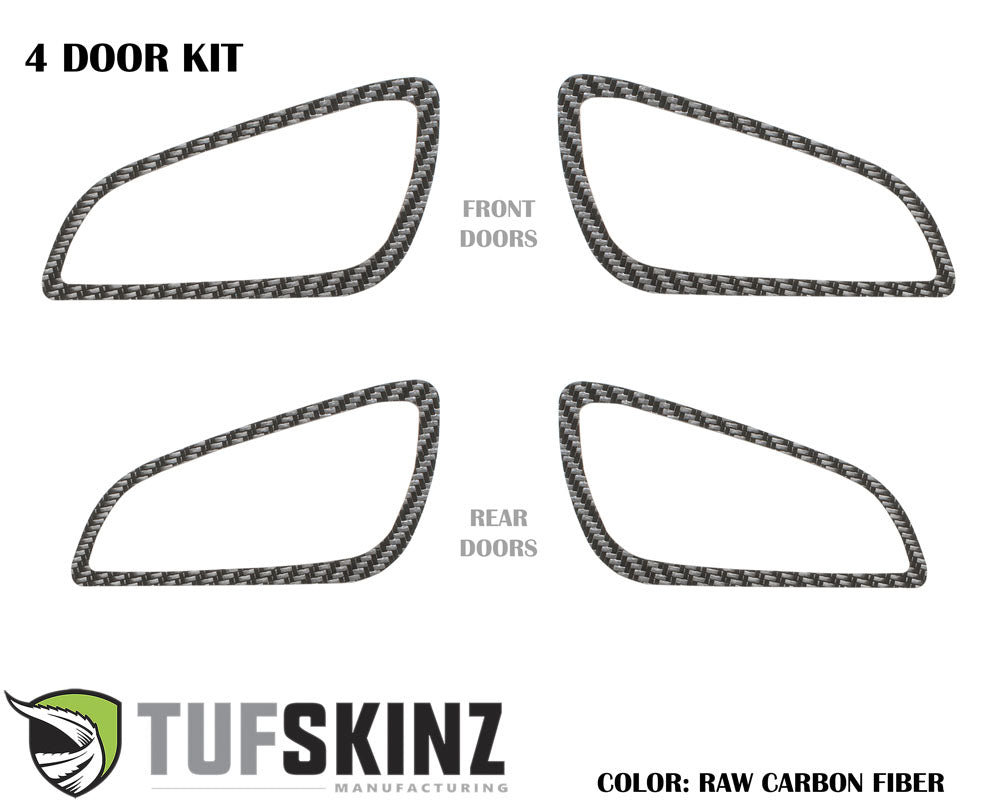 Tufskinz Interior Door Handle Suround 4 Doors Accent Trim Fits 16-18 Ford Focus RS 4 Piece Kit in Raw Real Carbon Fiber