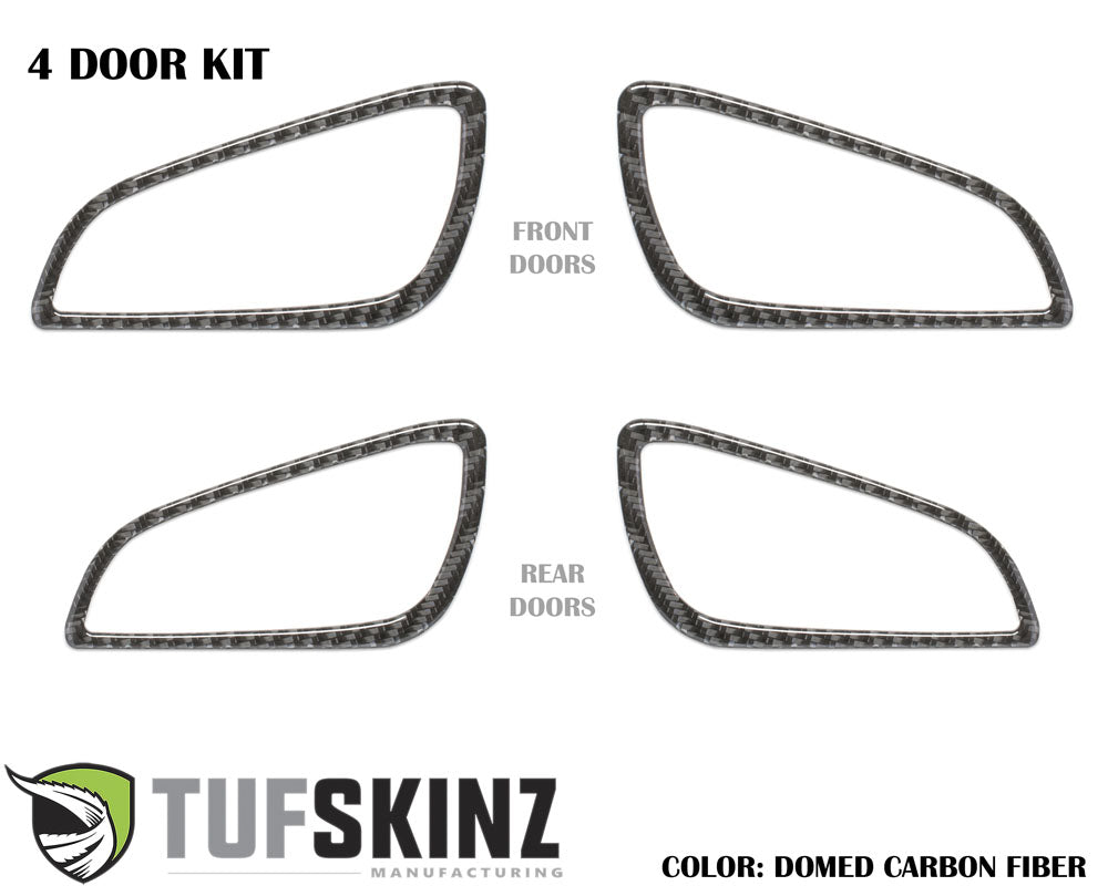 Tufskinz Interior Door Handle Suround 4 Doors Accent Trim Fits 16-18 Ford Focus RS 4 Piece Kit in Domed Real Carbon Fiber