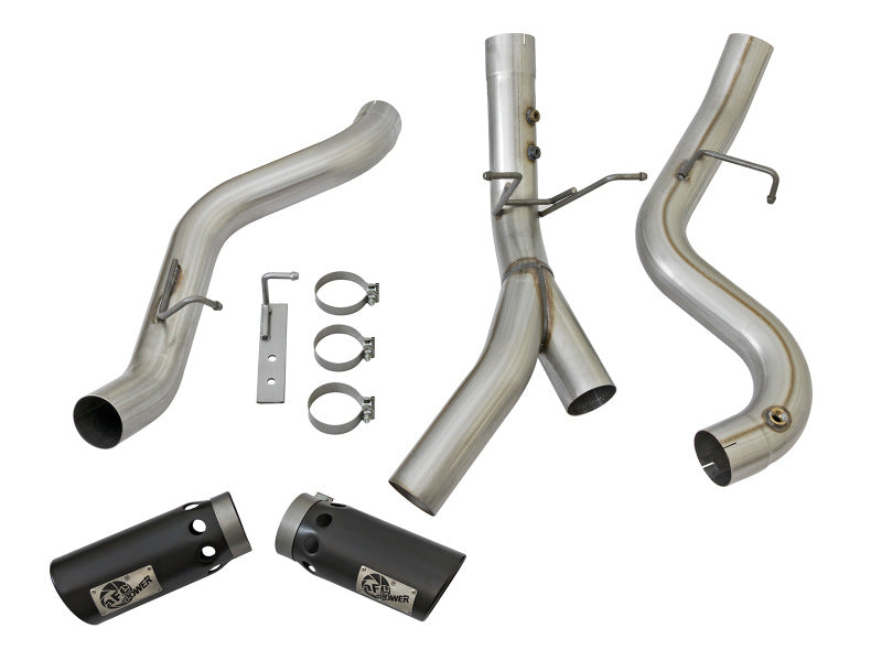 aFe LARGE BORE-HD 4in 409-SS DPF-Back Exhaust w/Dual Black Tips - 49-44086-B-C-Dub Tech