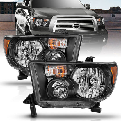 ANZO 2007-2013 Toyota Tundra Crystal Headlight Black Amber - 111436