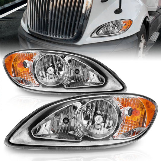 ANZO 2008-2016 International Prostar Crystal Headlights Chrome Housing - 131033