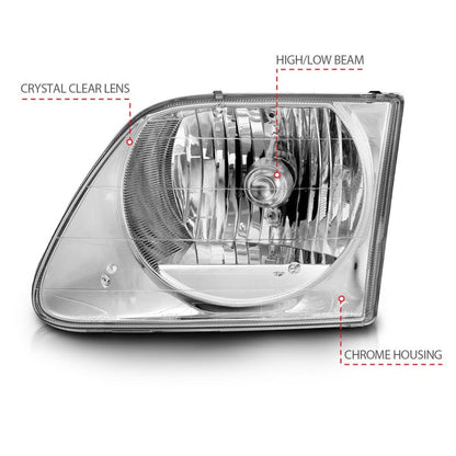 ANZO 1997-2003 Ford F-150 Crystal Headlights Chrome - 111030-C-Dub Tech