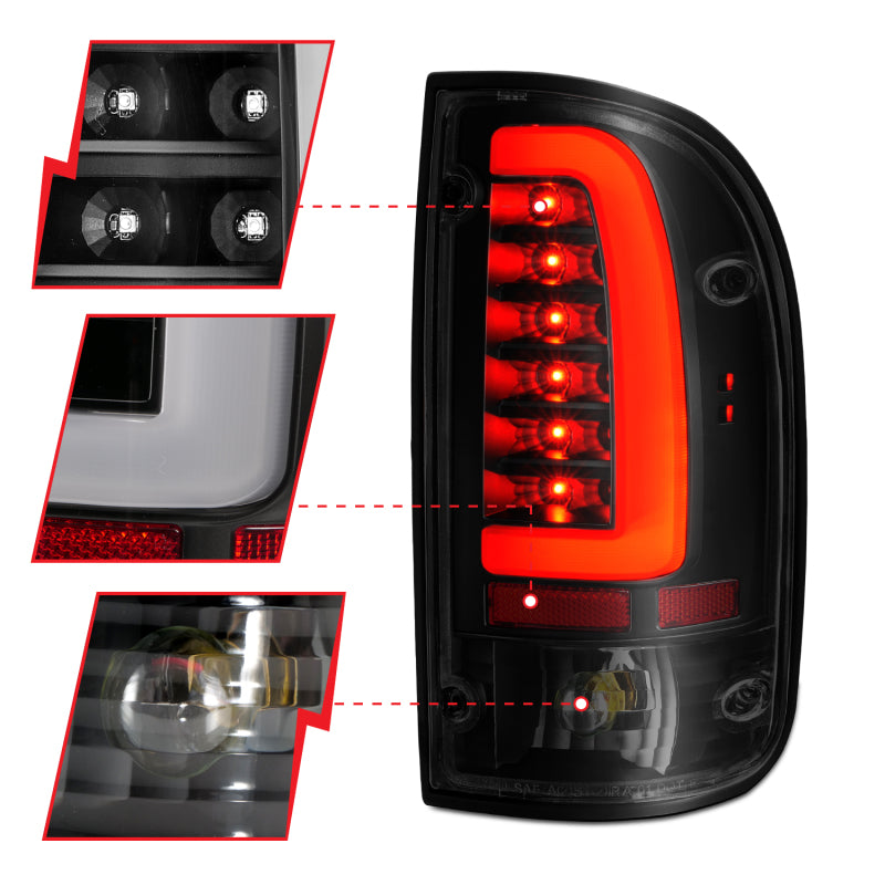 ANZO 1995-2000 Toyota Tacoma LED Taillights Black Housing Smoke Lens - 311354-C-Dub Tech