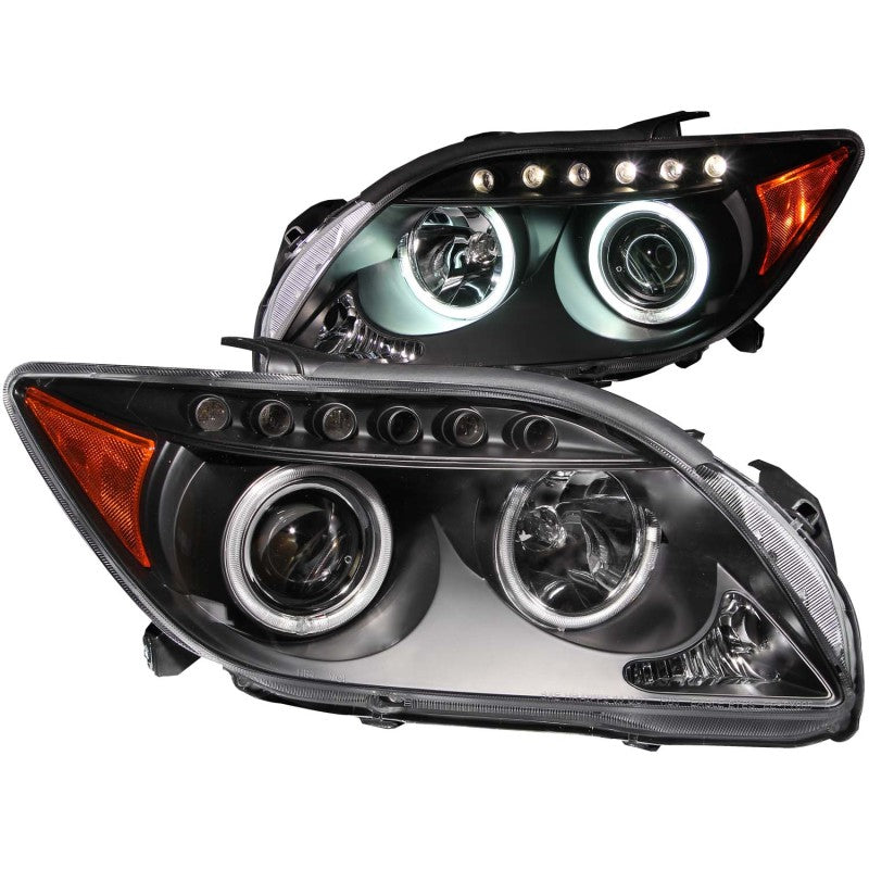 ANZO 2005-2010 Scion Tc Projector Headlights w/ Halo Black (CCFL) - 121119