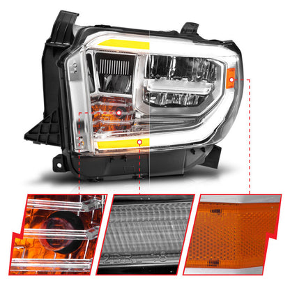 ANZO 2014-2017 Toyota Tundra LED Crystal Headlights w/ Switchback Chrome - 111532