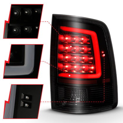 ANZO 2009-2018 Dodge Ram 1500 LED Taillight Plank Style Black - 311319-C-Dub Tech