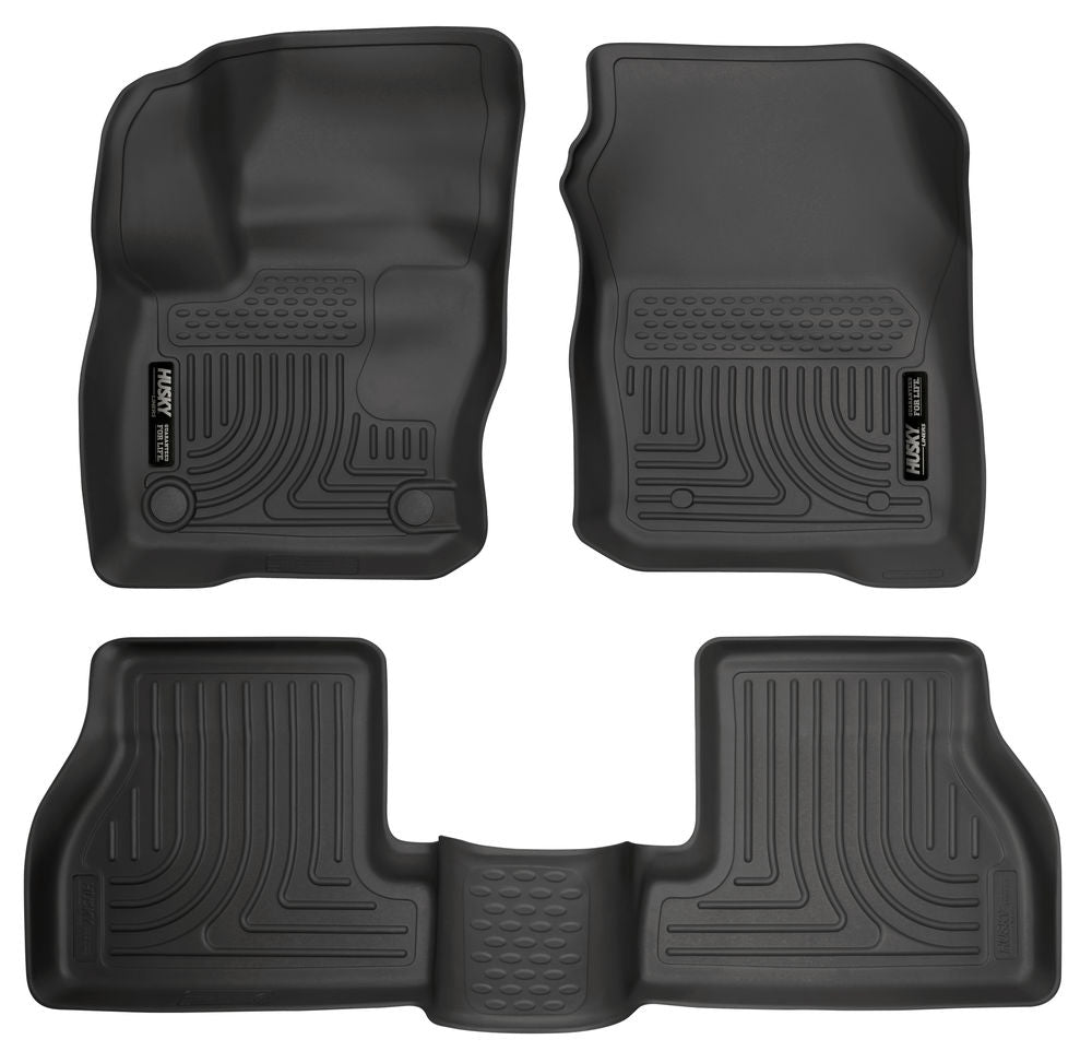 Husky Liners WeatherBeater Black Front & Back Seat Floor Mats - 2017-2018 Ford Focus S/SE/SEL/ST/Titanium