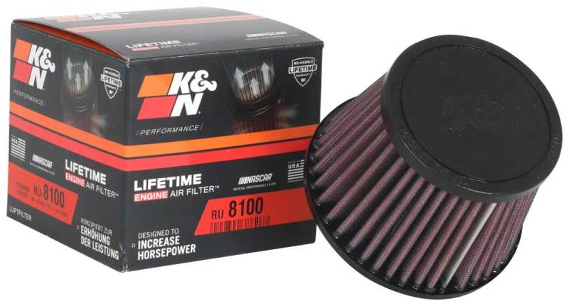 K&N Universal Clamp-On Air Filter 2-1/2in FLG / 4-1/2in B - RU-8100
