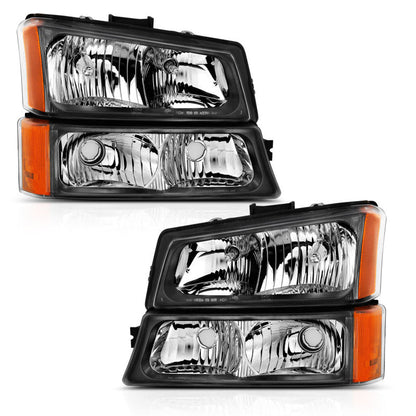 ANZO 2003-2006 Chevy Silverado Crystal Headlight w/ Signal Light Black - 111452