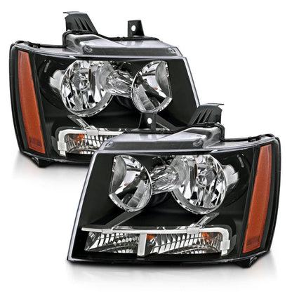 ANZO 2007-2014 Chevrolet Tahoe/Suburban Crystal Headlights Black - 111392