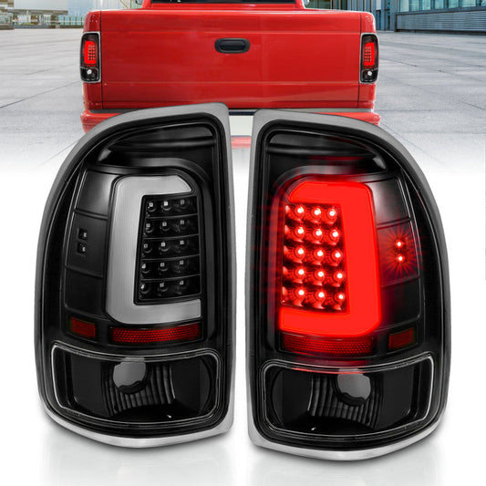 ANZO 1997-2004 Dodge Dakota LED Taillights Black Housing Clear Lens - 311347