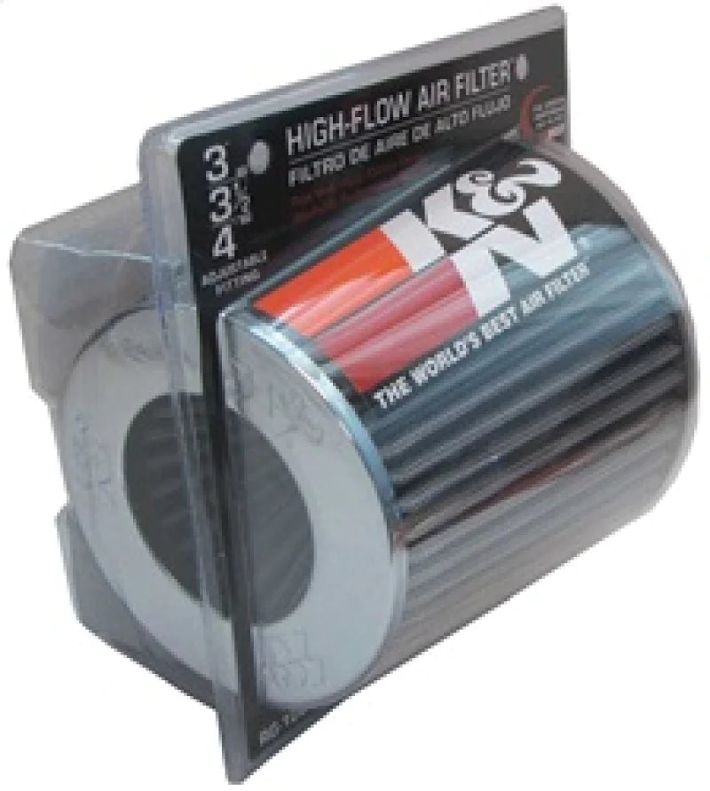 K&N Universal Filter Chrome Round Tapered White - 4in Flange - RG-1001WT