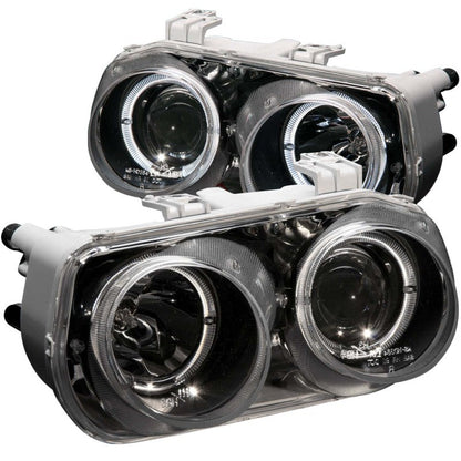 ANZO 1994-1997 Acura Integra Projector Headlights w/ Halo Black - 121003