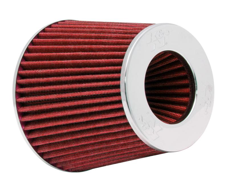 K&N Universal Air Filter Chrome Round Tapered Red - 4in - RG-1001RD-L