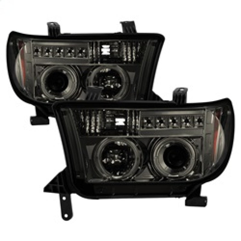 Spyder Toyota Tundra 07-13 Projector Headlights LED Halo LED Smke - 5012043