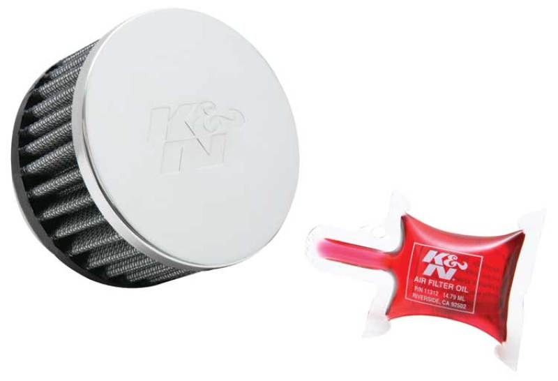K&N Universal Chrome Round Straight Air Filter - 2.25in Flg - RC-1900