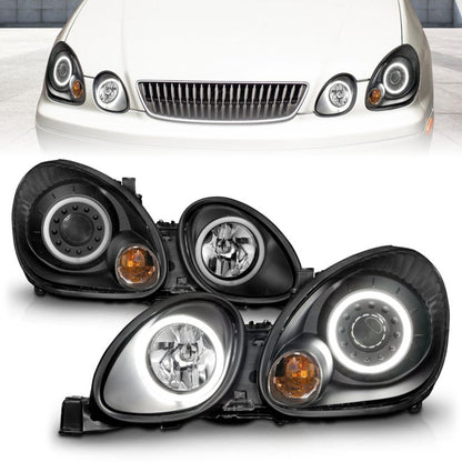 ANZO 1998-2005 Lexus Gs300 Projector Headlights w/ Halo Black - 121144-C-Dub Tech