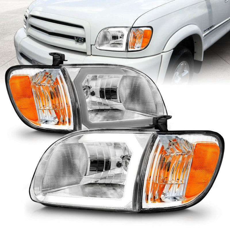 ANZO 00-04 Toyota Tundra (Reg/Acc Cab Only) Crystal Headlights w/Lgt - 111580-C-Dub Tech