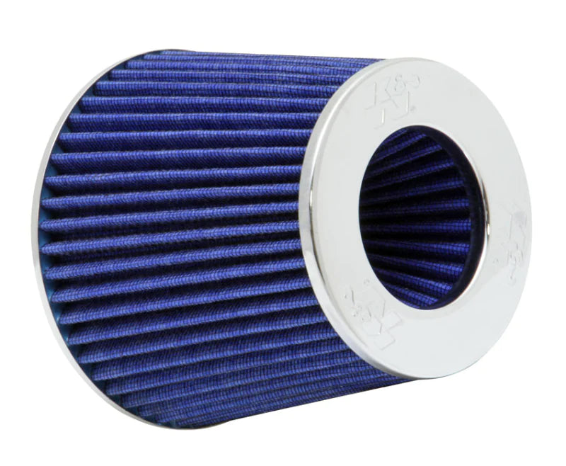K&N Universal Air Filter Chrome Round Tapered Blue - 4in - RG-1001BL