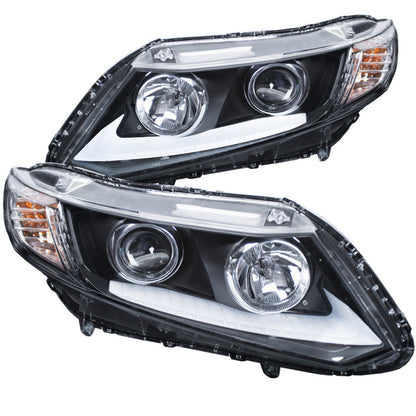 ANZO 2012-2015 Honda Civic Projector Headlights w/ U-Bar Chrome - 121478