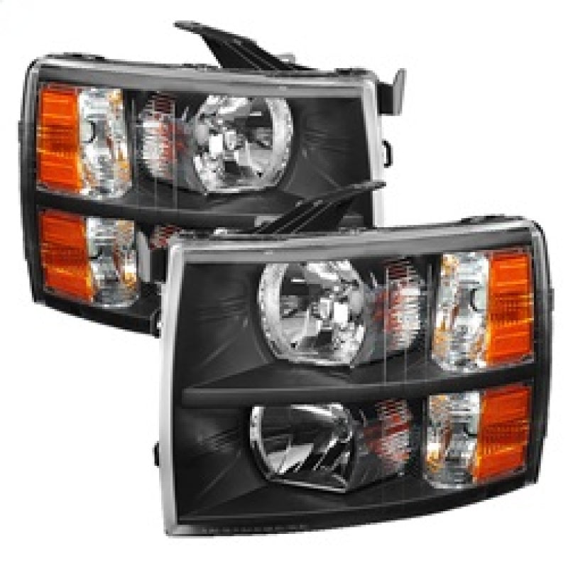 Xtune Chevy Silverado 07-13 Crystal Headlights Black HD-JH-CS07-AM-BK - 5076991