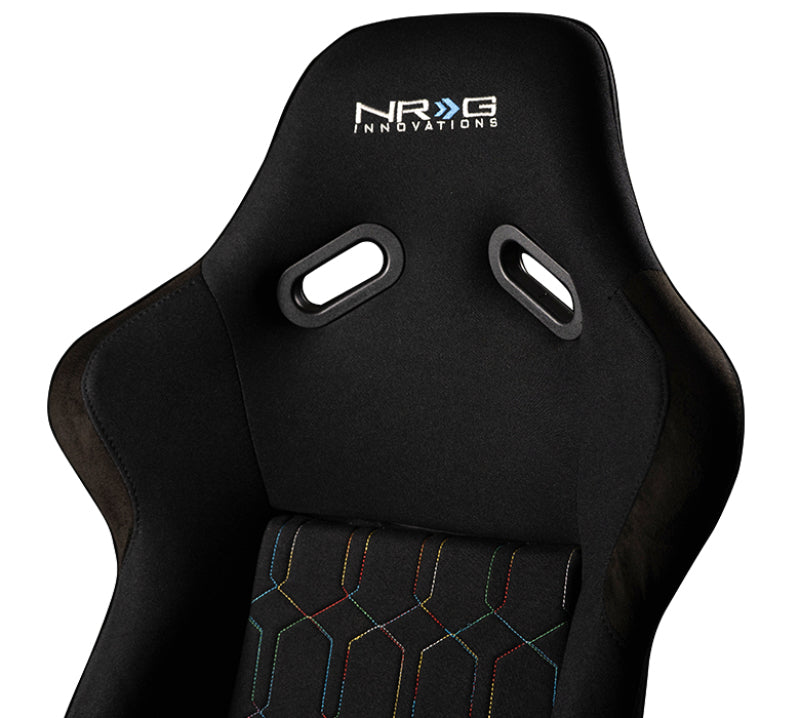 NRG FRP Bucket Seat (Black w/ Multi Color Geometric Pattern) - FRP-300-MGEO-BK