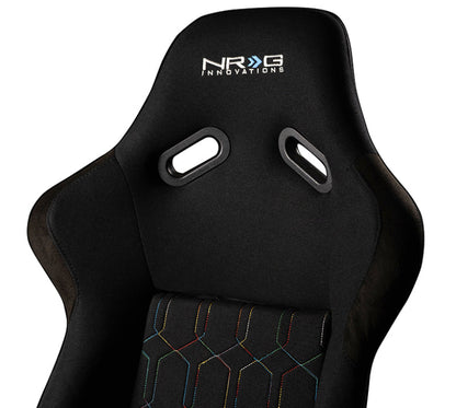 NRG FRP Bucket Seat (Black w/ Multi Color Geometric Pattern) - FRP-300-MGEO-BK