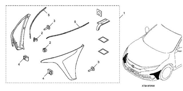 Genuine Honda 2016-2021 Civic Front Underbody Spoilers