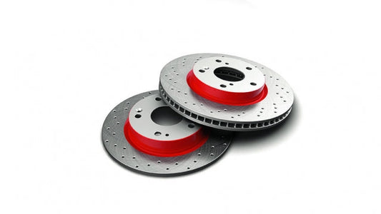 Genuine Honda 2017-2021 Honda Civic Hatchback HFP Front Brake Drilled Rotor Disc Set