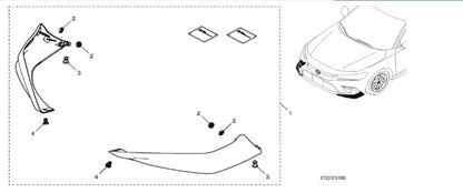 Genuine Honda Civic 2022+ HPD Front Underbody Spoilers, Berlina Black