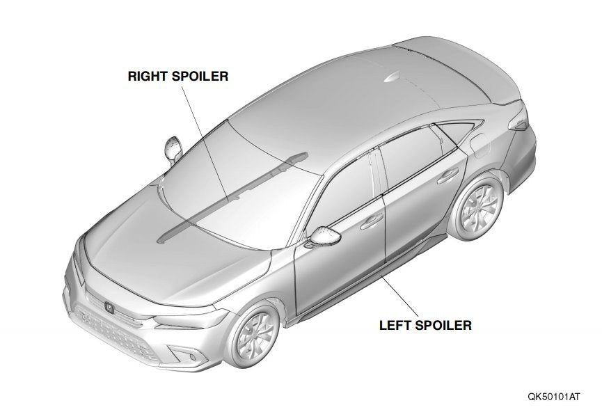 Genuine Honda Civic 2022+ HPD Side Underbody Spoilers, Berlina Black