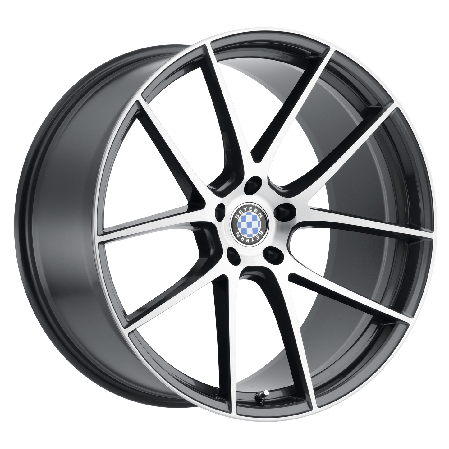Set of 4: Beyern Ritz Wheel, 18x9.5 +40 Offset 5x112, Gloss Gunmetal W/ Brushed Face - 1895BFT405112G66