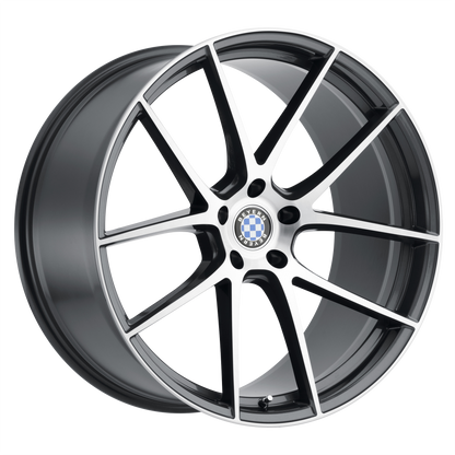 Set of 4: Beyern Ritz Wheel, 18x9.5 +40 Offset 5x112, Gloss Gunmetal W/ Brushed Face - 1895BFT405112G66