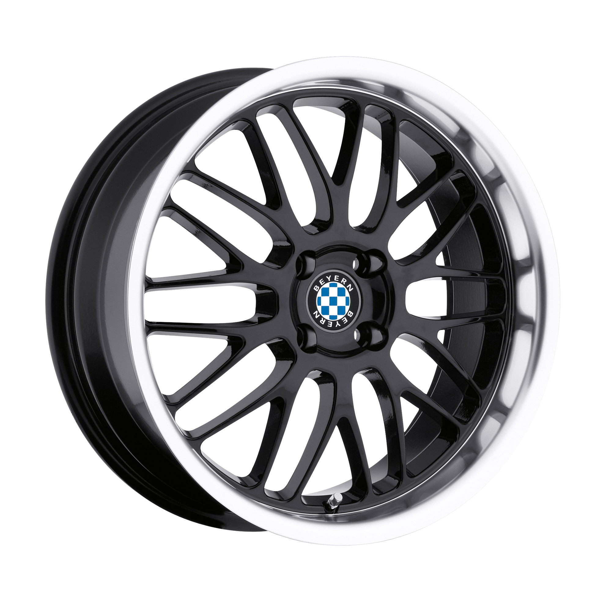 Beyern Mesh Wheel, 20x8.5 +20 Offset 5x120, Gloss Black W/ Mirror Cut Lip - 2085BYM205120B72-C-Dub Tech