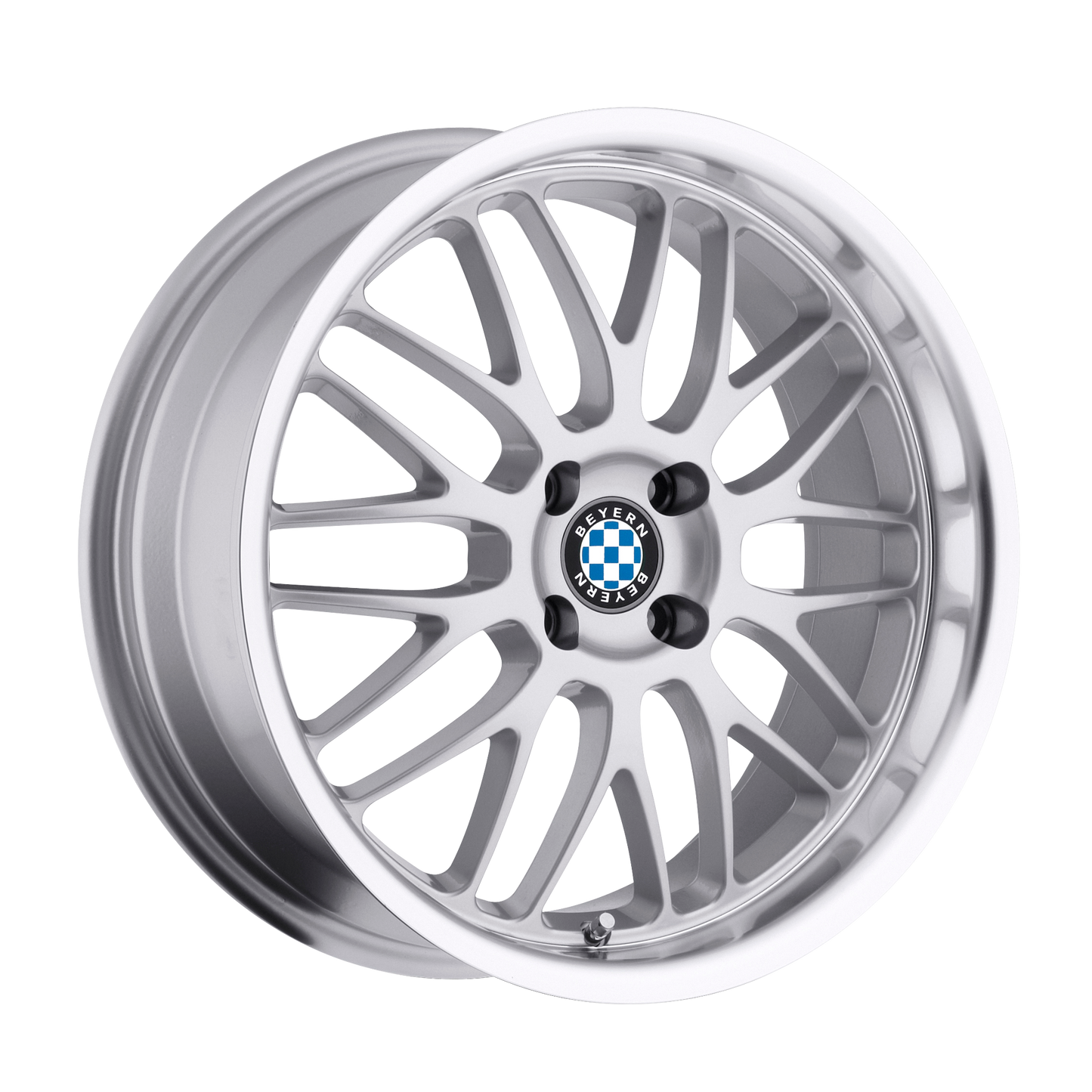 Set of 4: Beyern Mesh Wheel, 20x10.0 +20 Offset 5x120, Silver W/ Mirror Cut Lip - 2010BYM205120S72