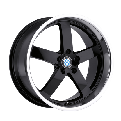 Set of 4: Beyern Rapp Wheel, 18x9.5 +15 Offset 5x120, Gloss Black W/ Mirror Cut Lip - 1895BYR155120B72