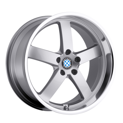 Set of 4: Beyern Rapp Wheel, 22x10.5 +35 Offset 5x120, Silver W/ Mirror Cut Lip - 2205BYR355120S72