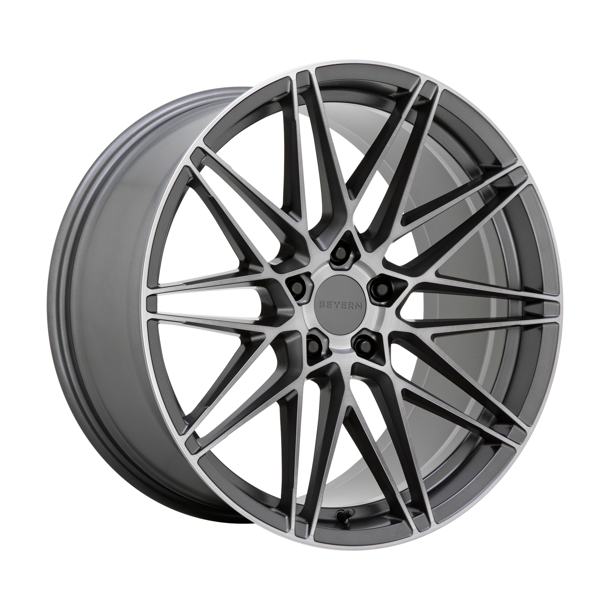 Beyern Damon Wheel, 22x9.0 +20 Offset 5x120, Matte Gunmetal With Brushed Face - 2290DMN205120G74-C-Dub Tech