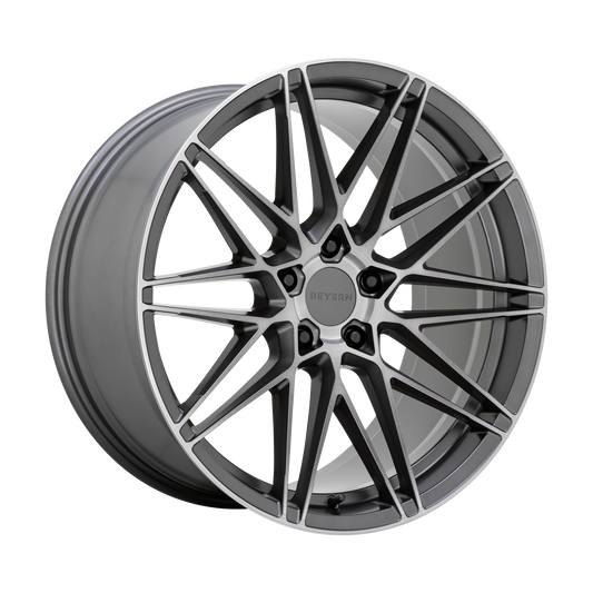 Beyern Damon Wheel, 20x10.0 +25 Offset 5x120, Matte Gunmetal With Brushed Face - 2010DMN255120G74-C-Dub Tech