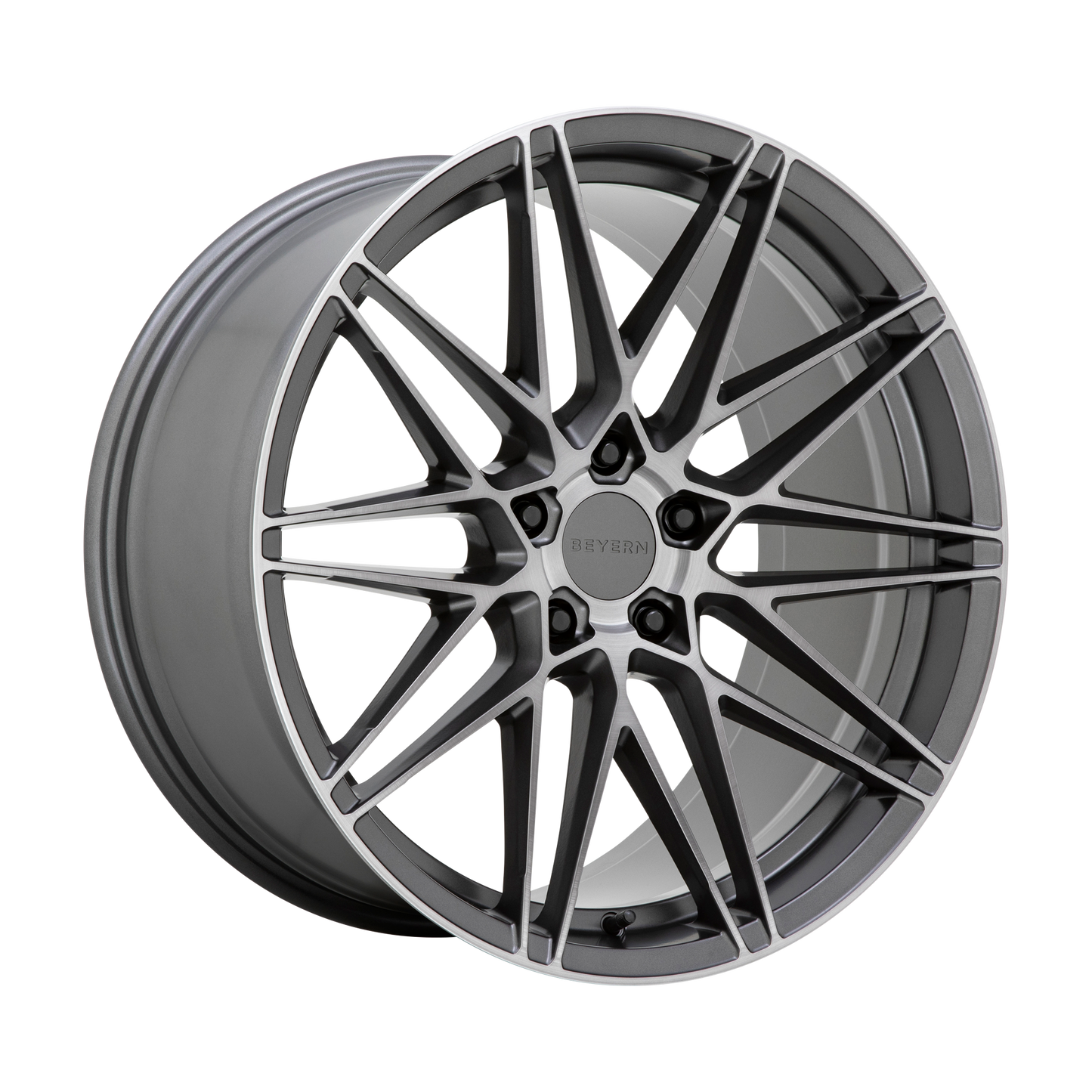 Set of 4: Beyern Damon Wheel, 22x10.0 +30 Offset 5x112, Matte Gunmetal With Brushed Face - 2210DMN305112G66