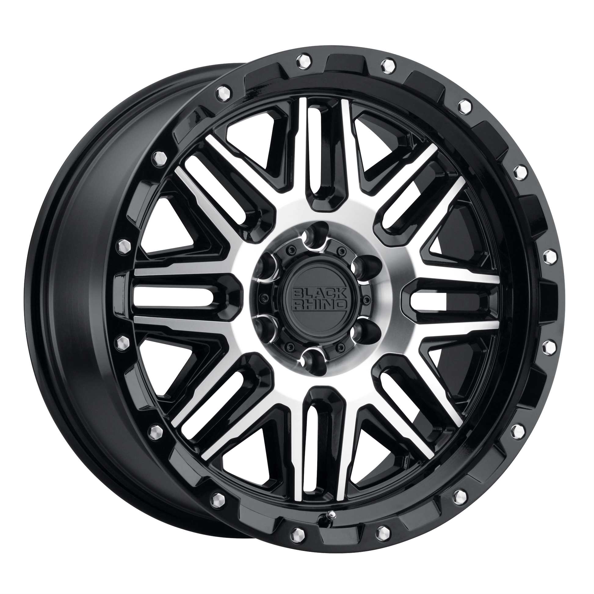 BLACK RHINO ALAMO GLOSS BLACK W/ MACHINED FACE & STAINLESS BOLTS-C-Dub Tech