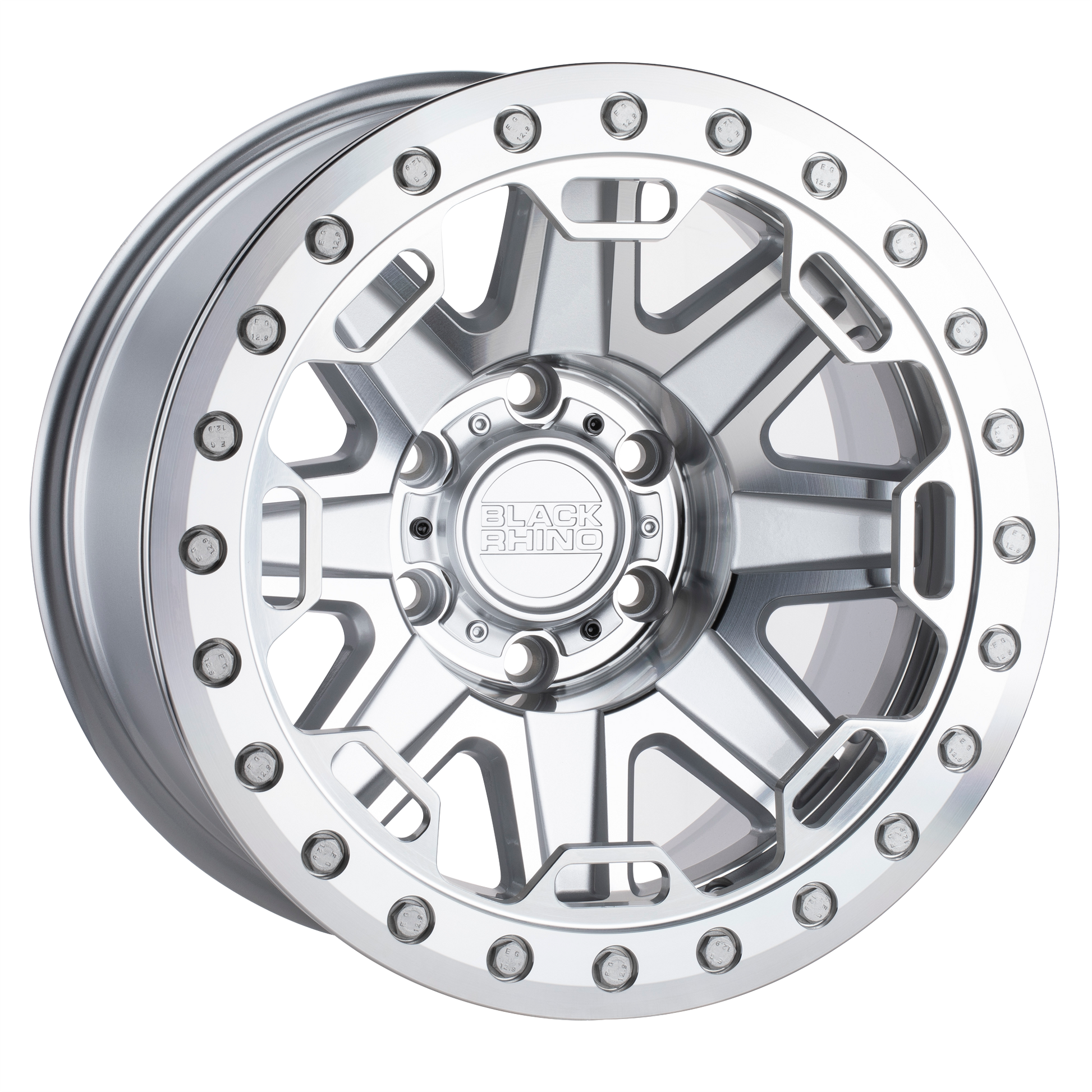 BLACK RHINO RIFT BEADLOCK SILVER W/ MIRROR FACE & MACHINED RING-C-Dub Tech