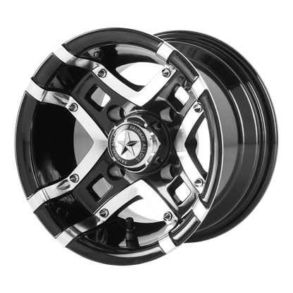Set of 4: Fairway Alloys Fa123 Prestige Wheel, 10x7.0 -25 Offset 4x101.6, Gloss Black Machined - FA-123-M