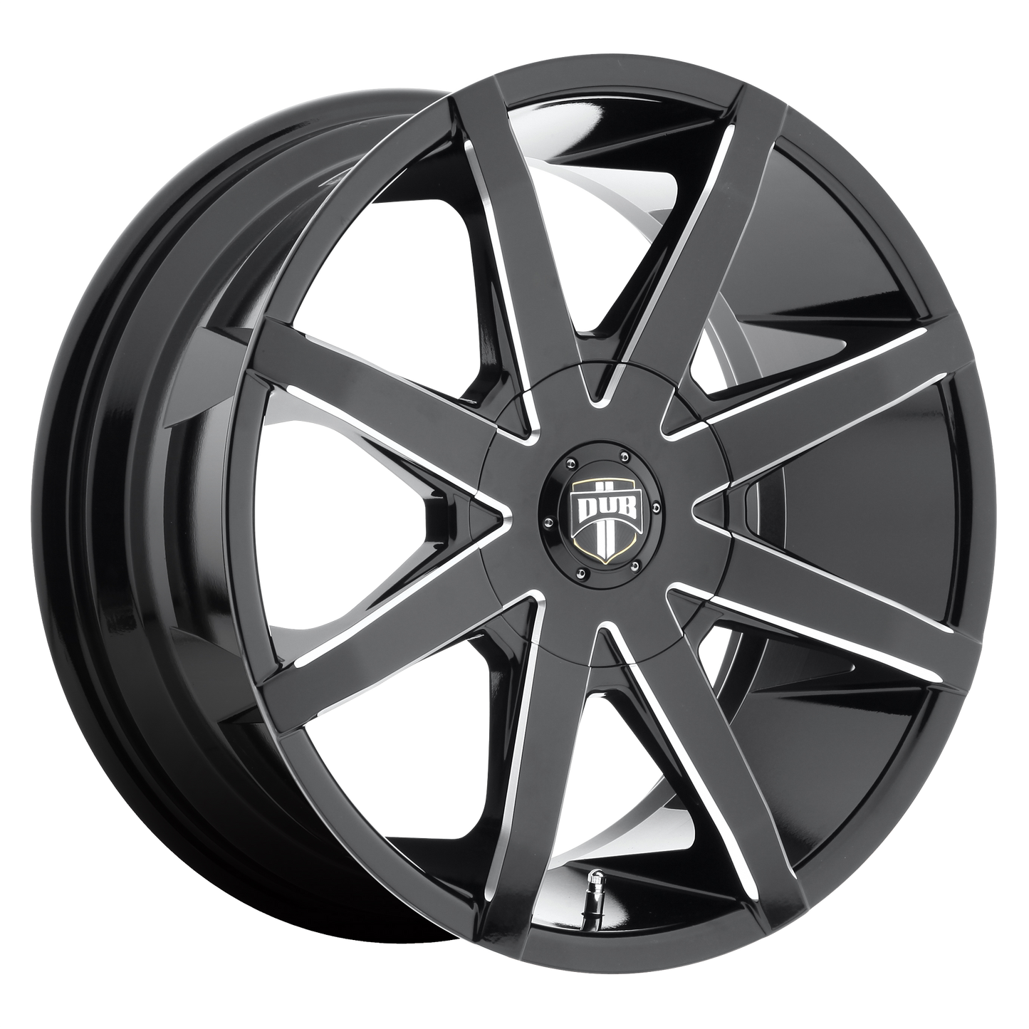 Set of 4: DUB S109 Push Wheel, 20x8.5 +35 Offset 5x114.3/5x120, Gloss Black Milled - S109208552+35