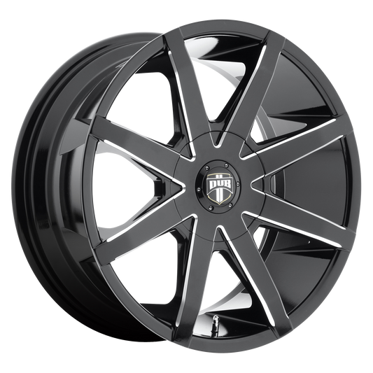 Set of 4: DUB S109 Push Wheel, 20x8.5 +35 Offset 5x114.3/5x120, Gloss Black Milled - S109208552+35